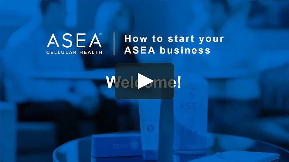 Grab ASEA Business Opportunity - Healing Tao Australia. Asea Renu28 and Asea Redox on a table with a blurry blue background